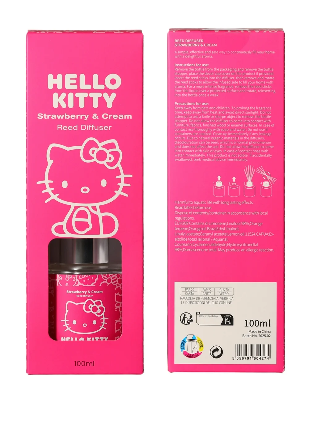 Hello Kitty Strawberry & Cream 100ML Pink Reed Diffuser - 100ml Image 4
