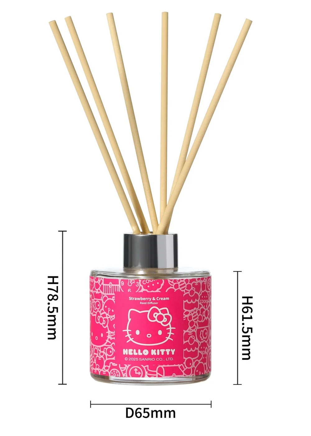 Hello Kitty Strawberry & Cream 100ML Pink Reed Diffuser - 100ml Image 2