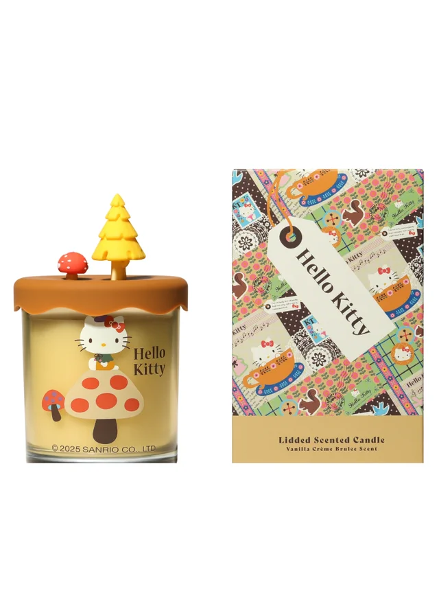 Hello Kitty Vanilla Creme Brulee Scented Brown Candle 213g 1 Wick with 3D Silicone Lid
