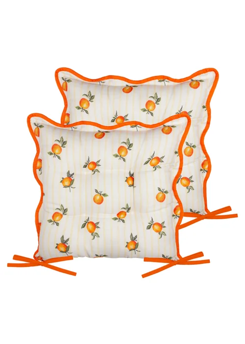 Furn Fruits Oranges Striped 2 Pack Indoor/Outdoor Seat Pads (40 x 40cm) - 40cm x 40cm Image 1