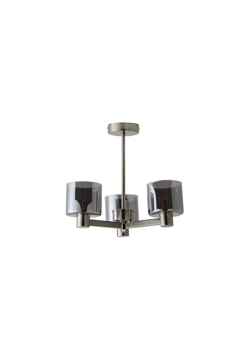 ValueLights Demi Brushed Chrome Ceiling Light Fitting Smoked Glass Shades - One Size Image 3