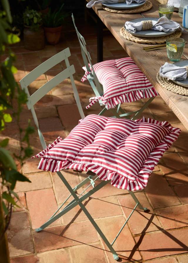 Wylder Millie Ruffle Red 2 Pack Indoor/Outdoor Seat Pads (40 x 40cm)