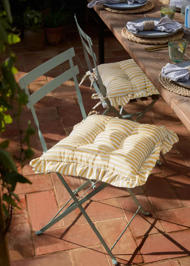 Wylder Millie Ruffle Yellow 2 Pack Indoor/Outdoor Seat Pads (40 x 40cm)