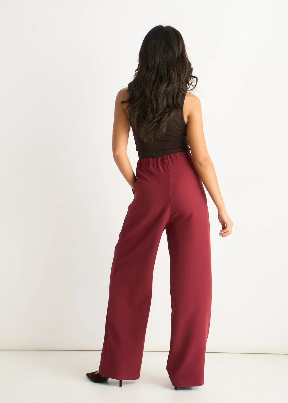 Gini London Rust Wide Leg Pleat Tailoring Trouser - 12 Image 2