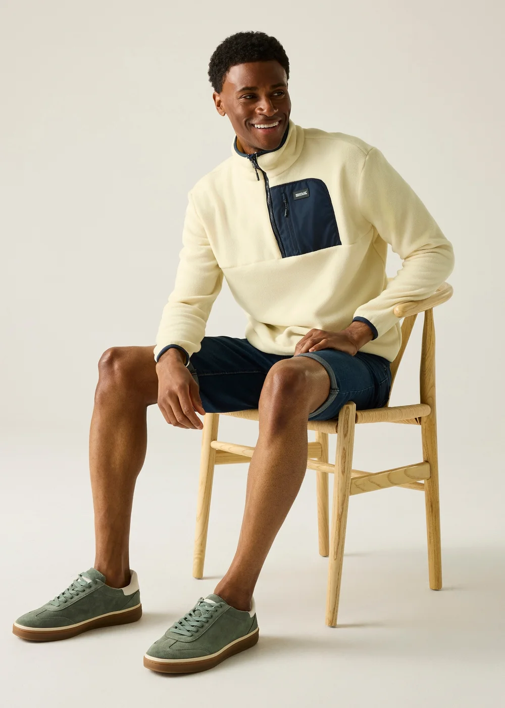 Regatta White Stone Navy Frankie Half Zip Fleece - M Image 1