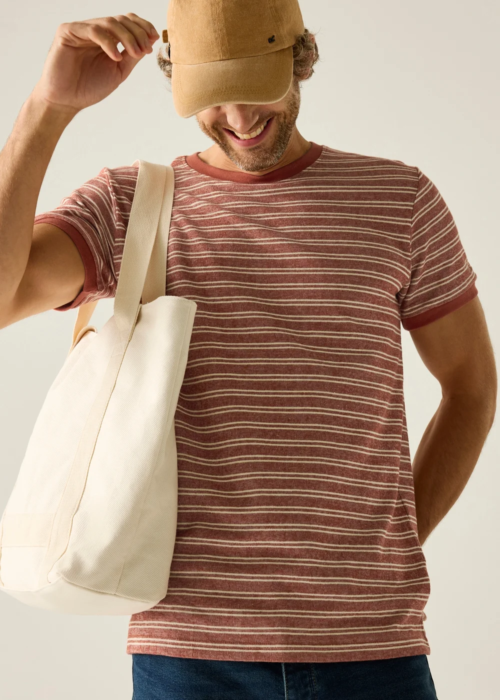 Regatta Brick White Stone Stripe Benlin T-Shirt - M Image 4