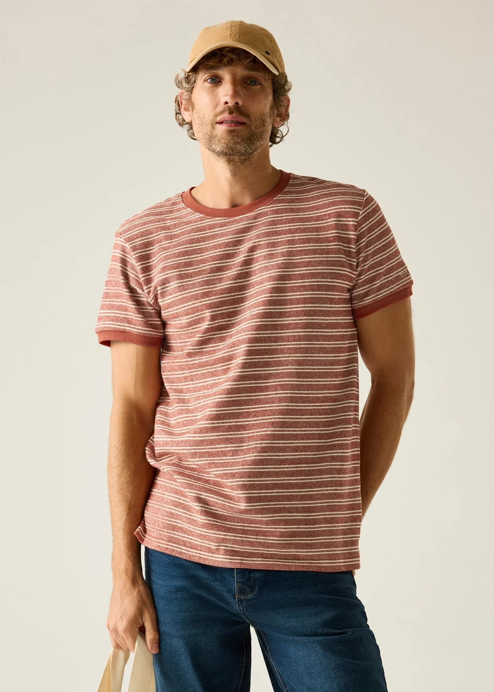 Regatta Brick White Stone Stripe Benlin T-Shirt - M Image 1