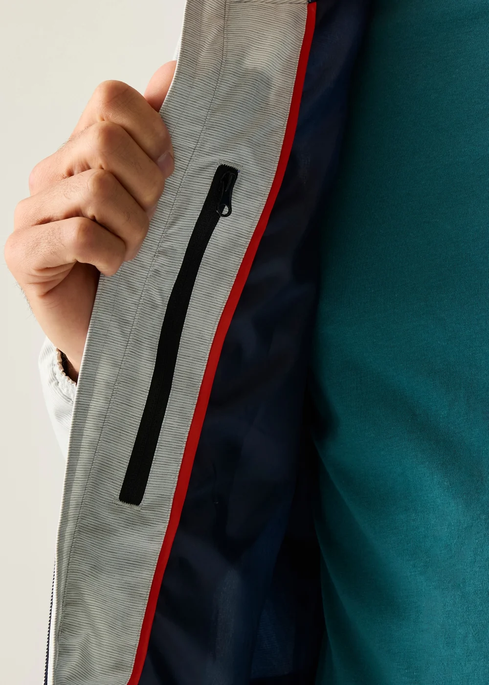 Regatta Silver Grey Linear Stripe Shorebay Waterproof, Breathable Jacket - L Image 6