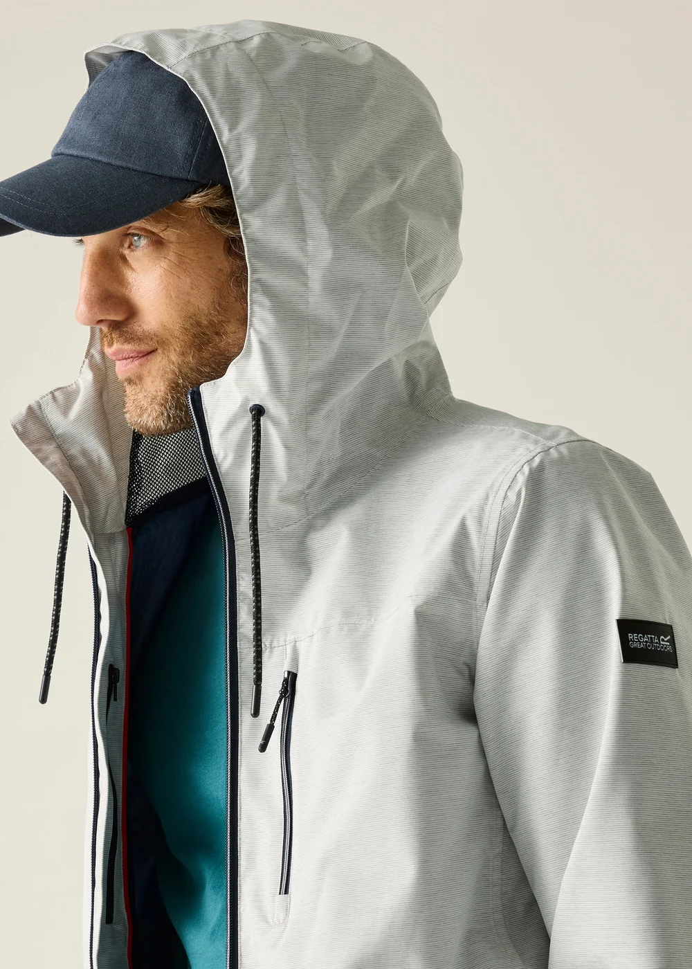 Regatta Silver Grey Linear Stripe Shorebay Waterproof, Breathable Jacket - L Image 4