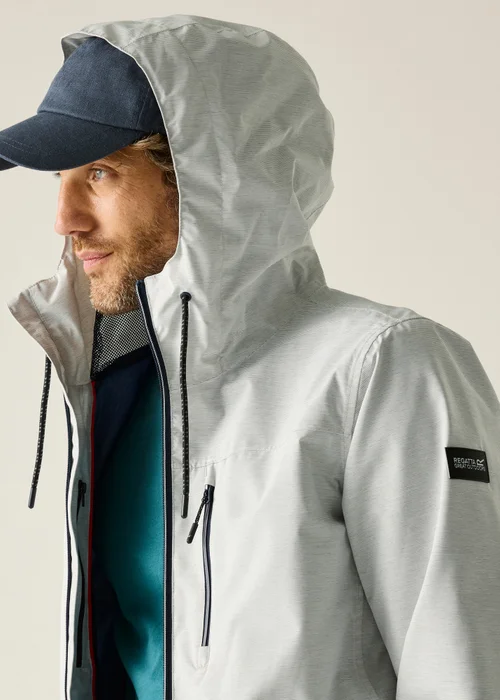 Regatta Silver Grey Linear Stripe Shorebay Waterproof, Breathable Jacket - L Image 4