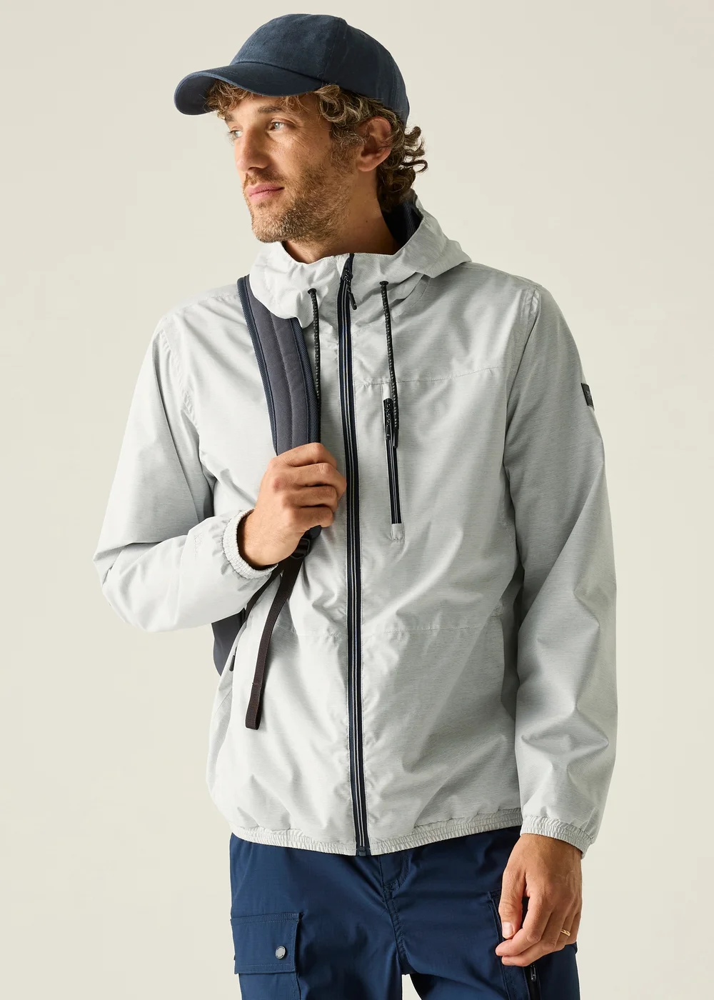 Regatta Silver Grey Linear Stripe Shorebay Waterproof, Breathable Jacket - L Image 1