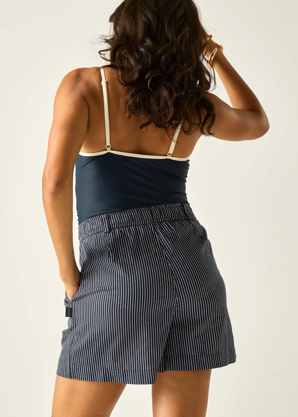 Regatta Navy White Wavy Stripe Sabelle Lightweight Shorts - 8 Image 3