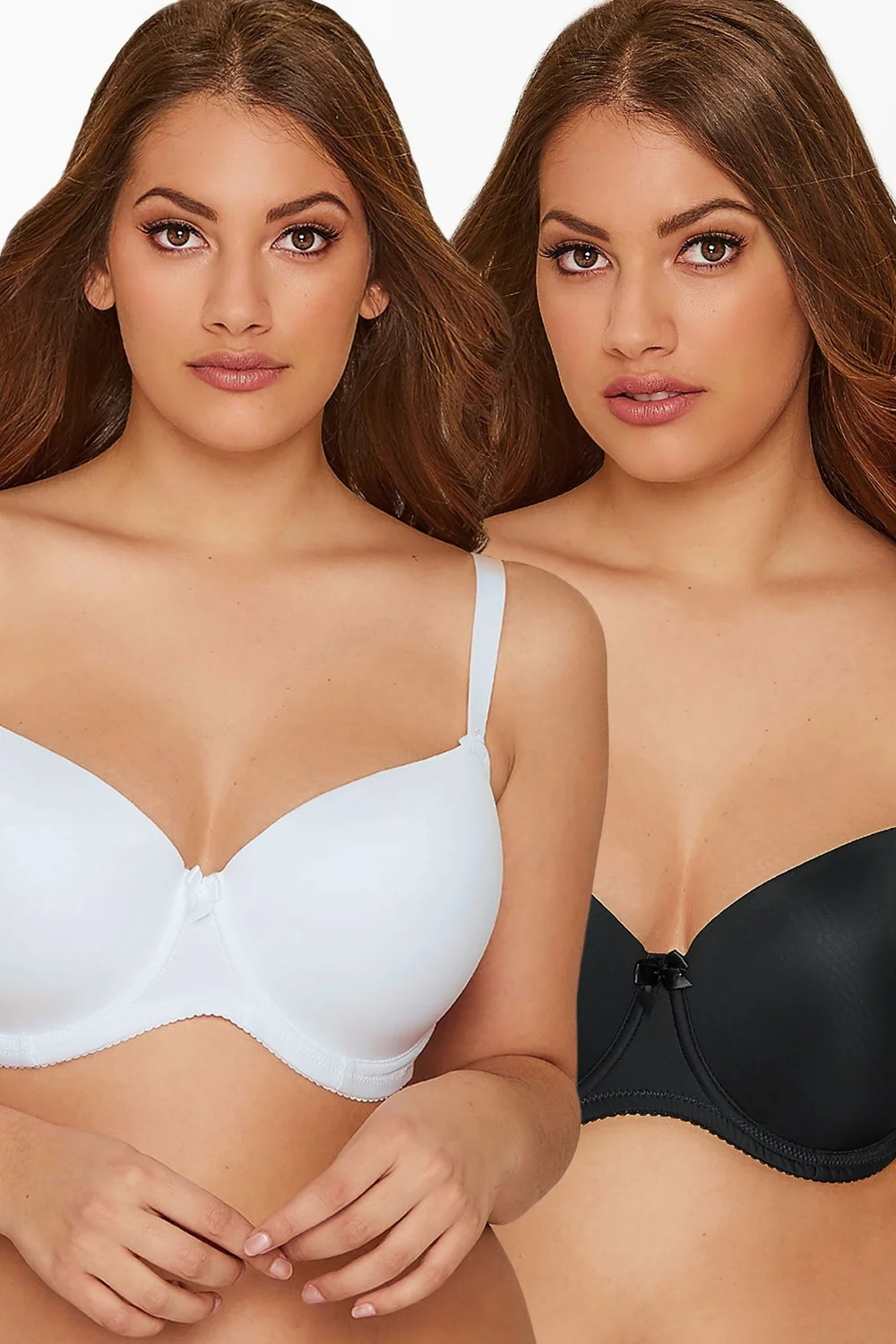 Yours 2 Pack Curve White & Black Moulded Underwired T-Shirt Bras - 44GG Image 1