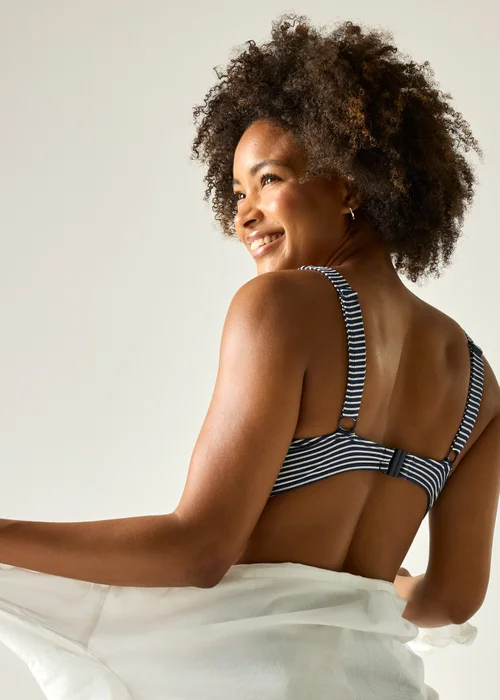 Regatta Navy White Seeksucker Stripe Loria Bikini Top - 12 Image 2