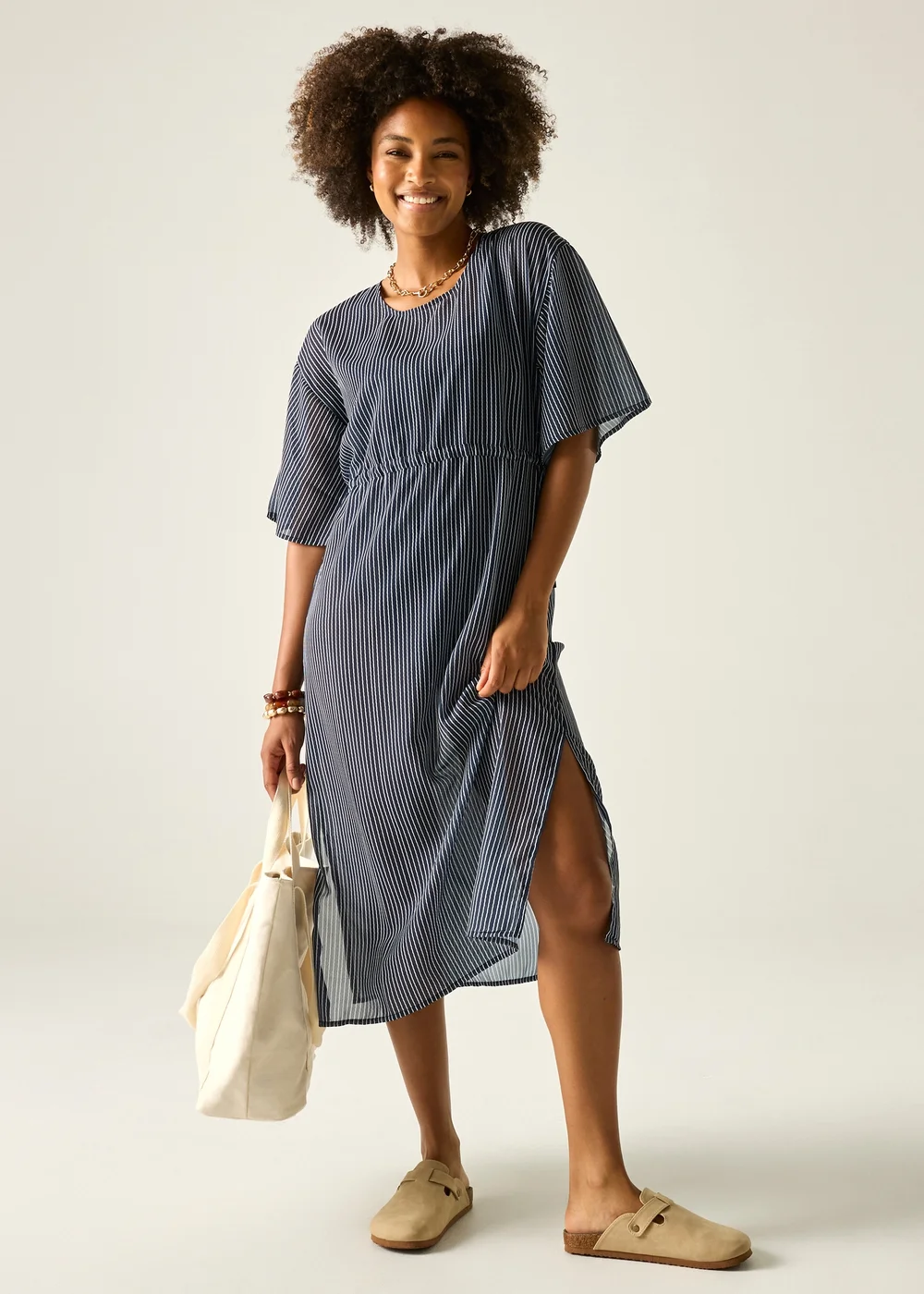 Regatta Navy White Wavy Stripe Avorno Lightweight Cover Up - 20 Image 1