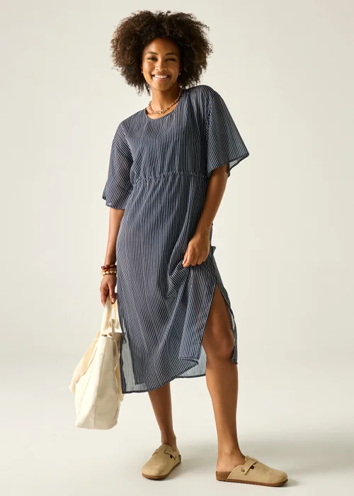 Regatta Navy White Wavy Stripe Avorno Lightweight Cover Up - 20 Image 1