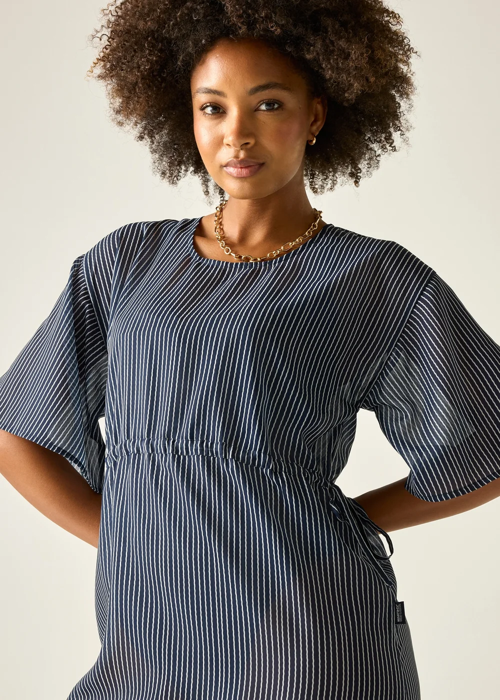 Regatta Navy White Wavy Stripe Avorno Lightweight Cover Up - 20 Image 3