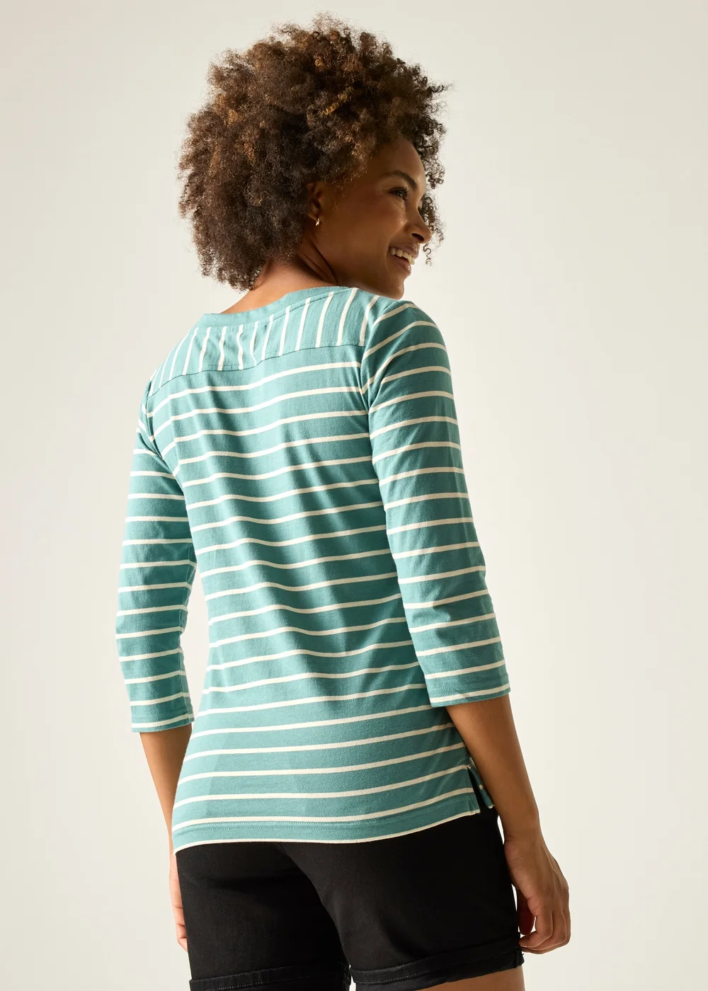 Regatta Ivy Moss Light Vanilla Stripe Baylette II UPF 30 T-Shirt - 20 Image 3