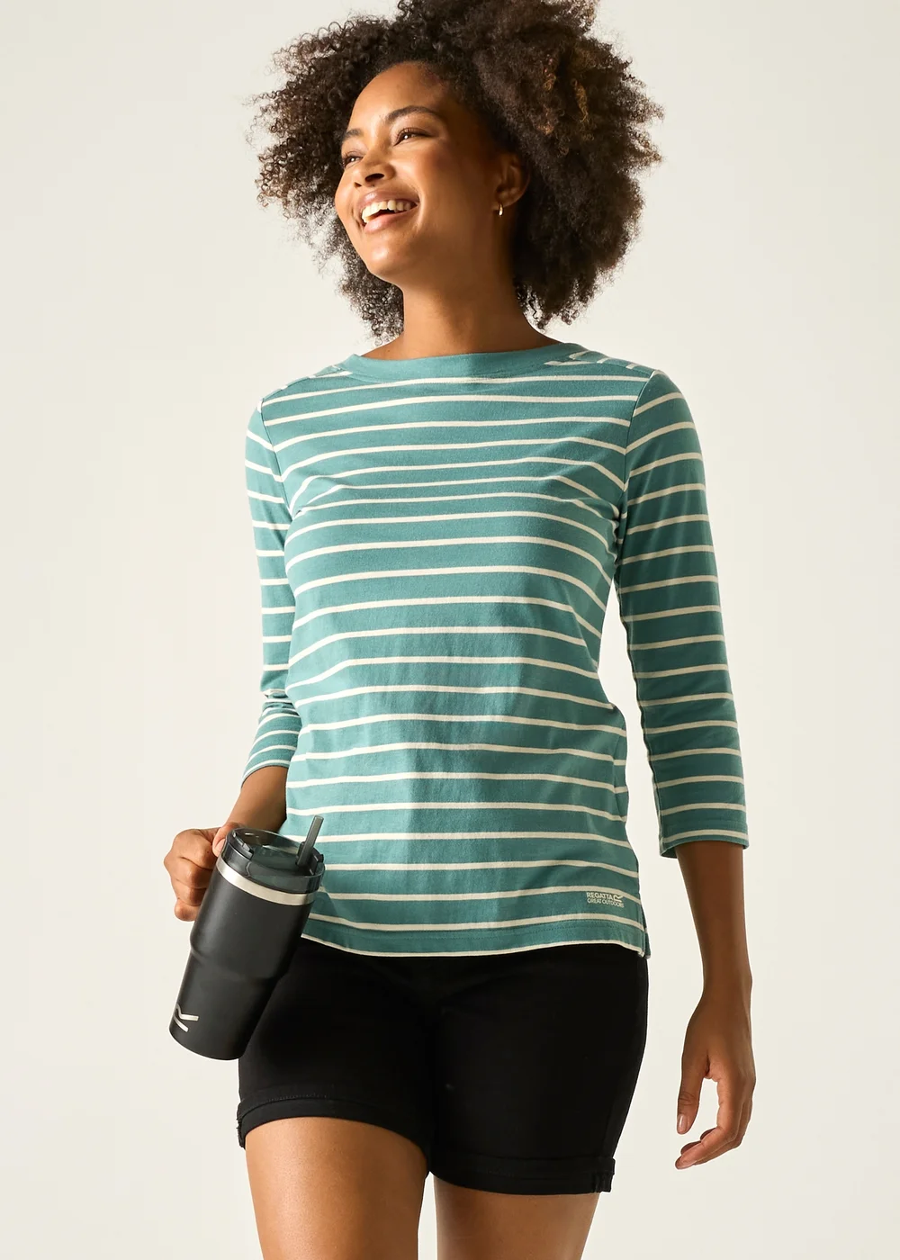 Regatta Ivy Moss Light Vanilla Stripe Baylette II UPF 30 T-Shirt - 20 Image 6
