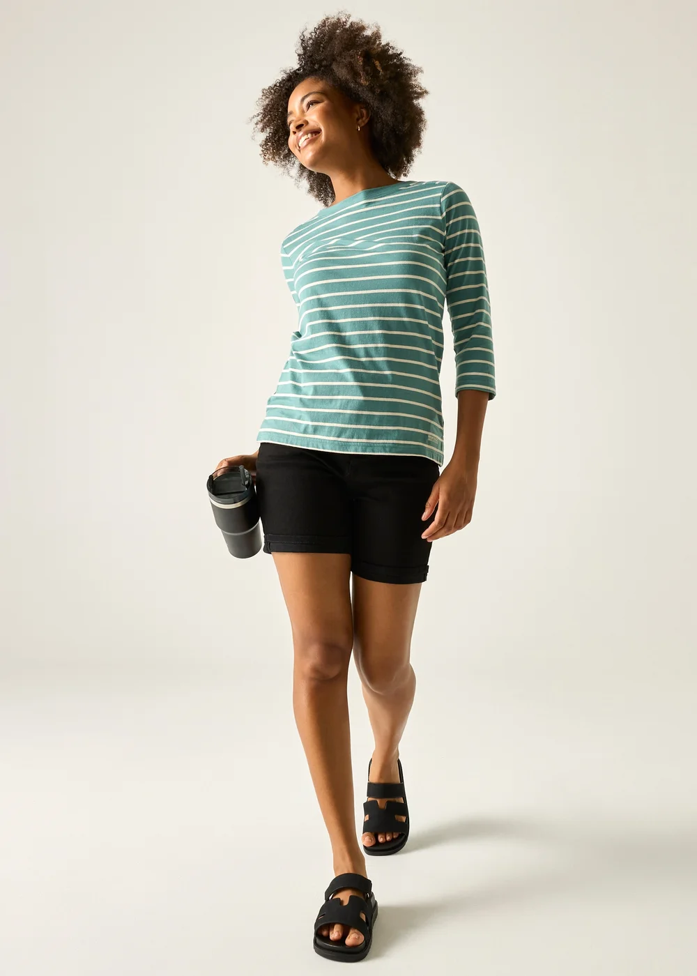Regatta Ivy Moss Light Vanilla Stripe Baylette II UPF 30 T-Shirt - 20 Image 4