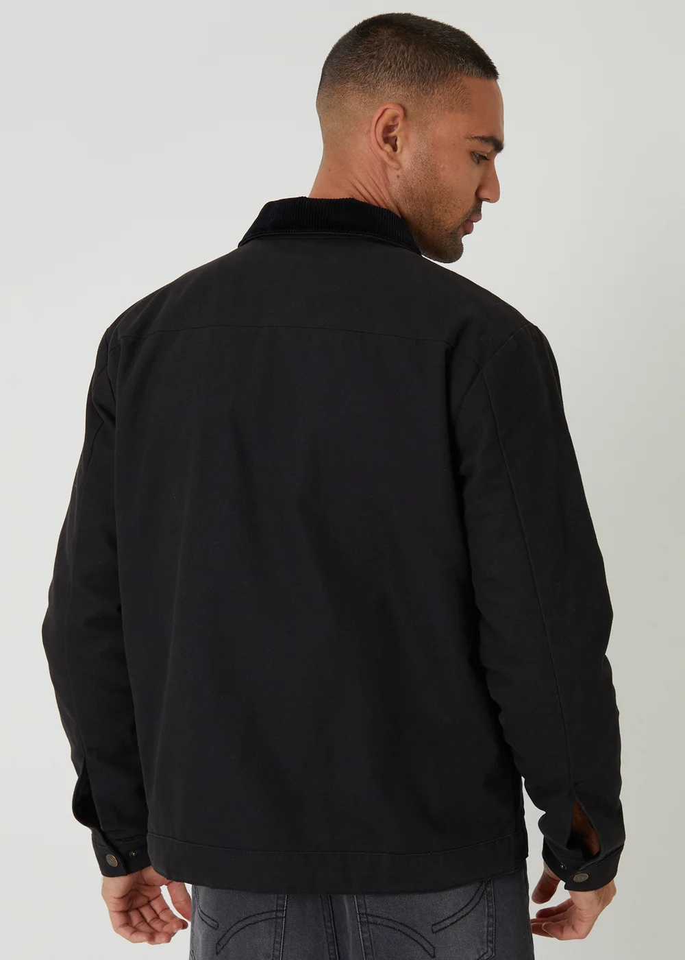 Threadbare Black Cotton Canvas Jacket With Corduroy Collar - S Image 2