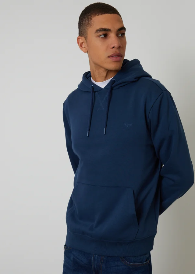 Threadbare Dark Blue Cotton Blend Pullover Hoody