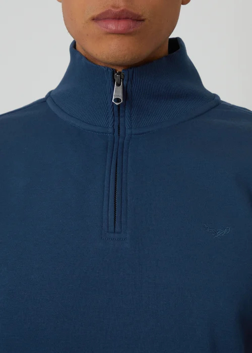 Threadbare Dark Blue Quarter Zip Sweatshirt - Extra Large Image 4