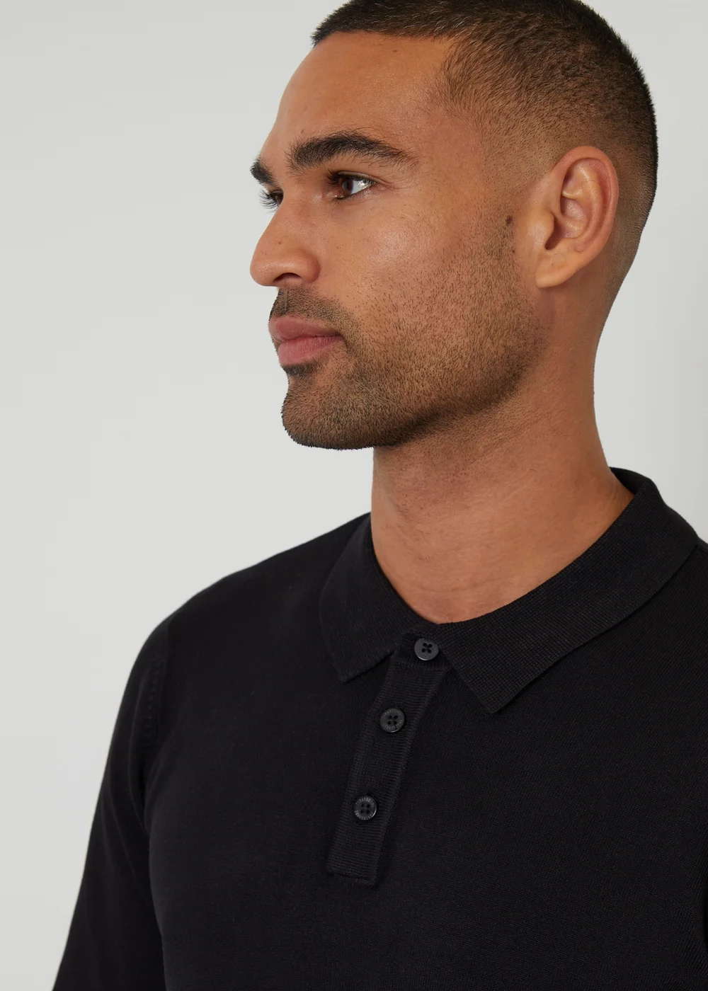 Threadbare Black Knitted Long Sleeve Polo Jumper - 2XL Image 4
