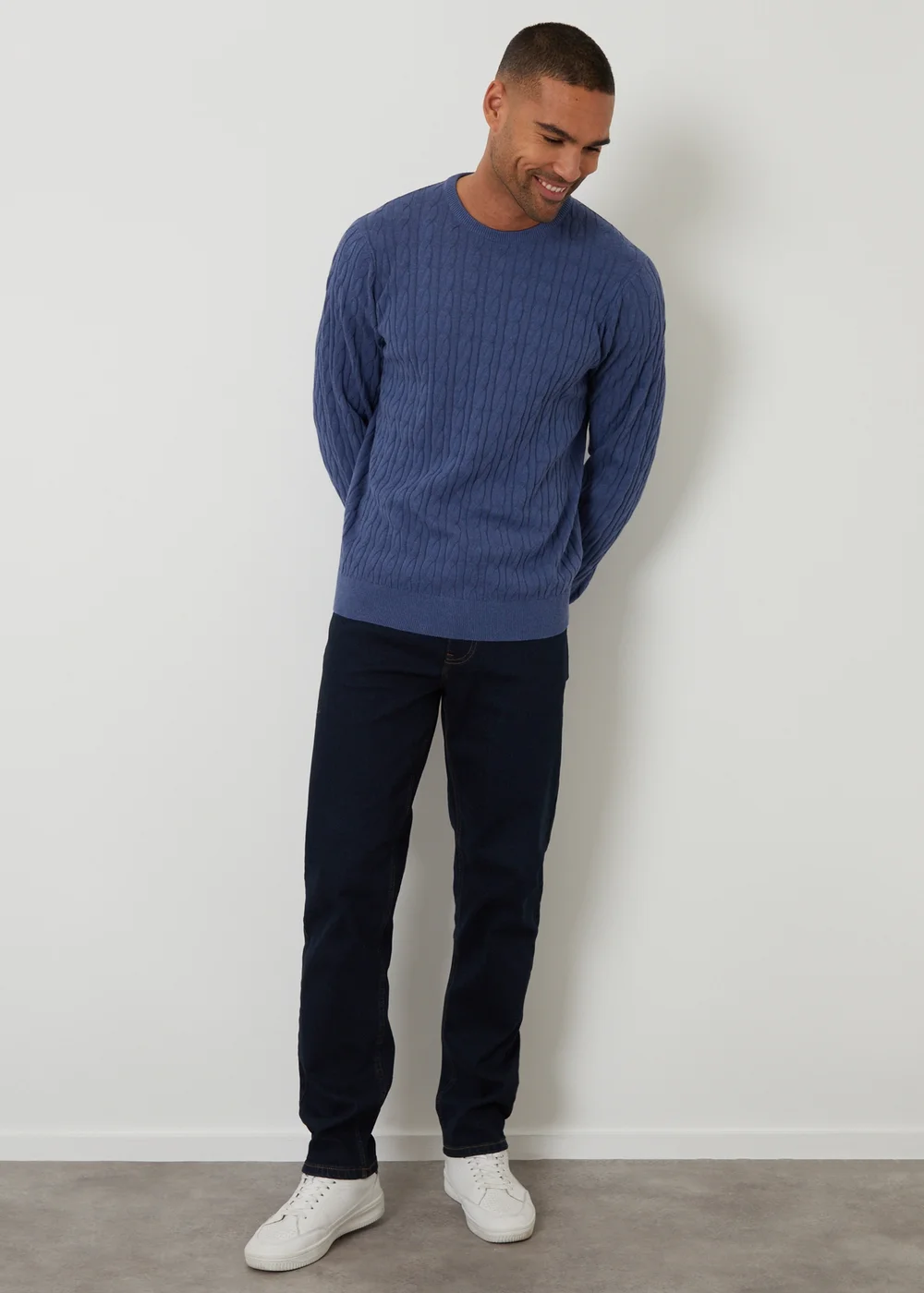 Threadbare Blue Cable Knit Crew Neck Jumper - 2XL Image 3