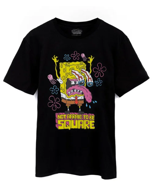Vanilla Underground SpongeBob SquarePants Not Afraid To Be Square Black T-Shirt - XL Image 1