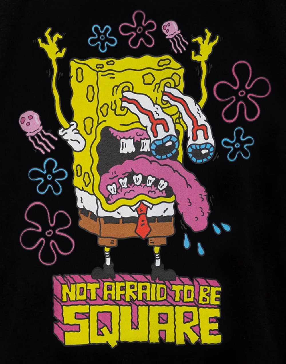 Vanilla Underground SpongeBob SquarePants Not Afraid To Be Square Black T-Shirt - XL Image 2