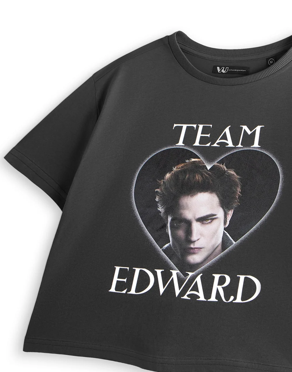 Vanilla Underground Twilight Team Edward Grey Cropped T-Shirt - Large Image 5