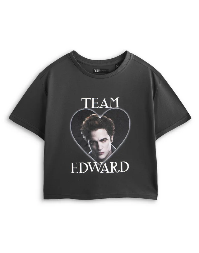 Vanilla Underground Twilight Team Edward Grey Cropped T-Shirt