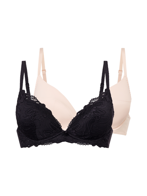 Dorina Black/Beige Angie Push Up Plunge 2-Pack - 42B Image 4