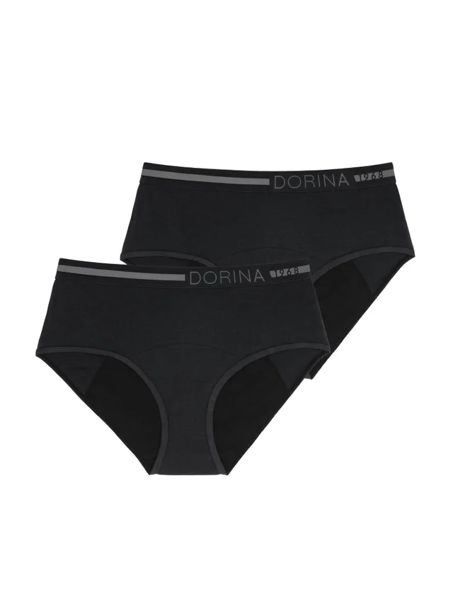 Dorina Black Period Pants Midi Brief 2-Pack