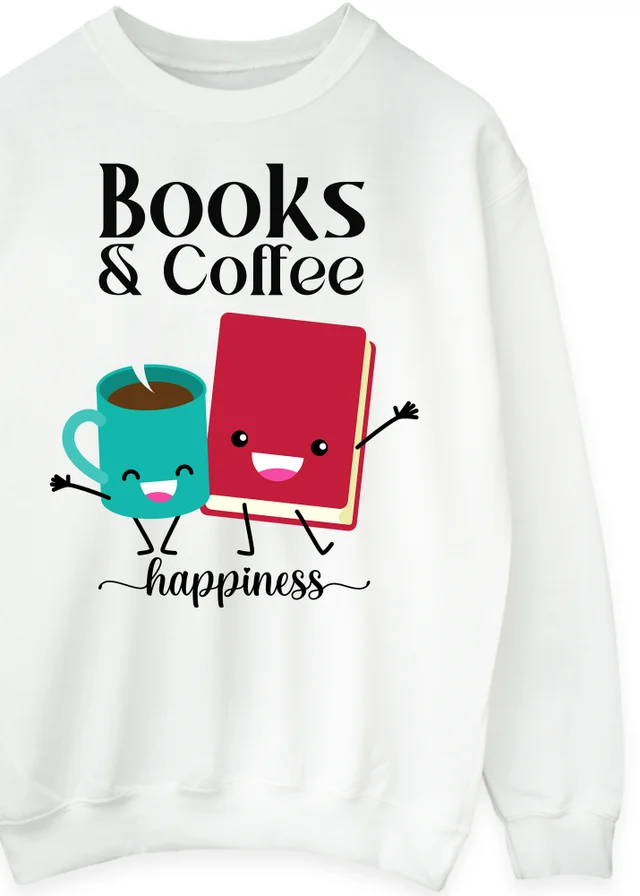 Spiral Galaxy Books & Coffee White Graphic Sweatshirt