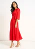 Gini London Red Satin Jacquard Midi Dress - 14 Image 4