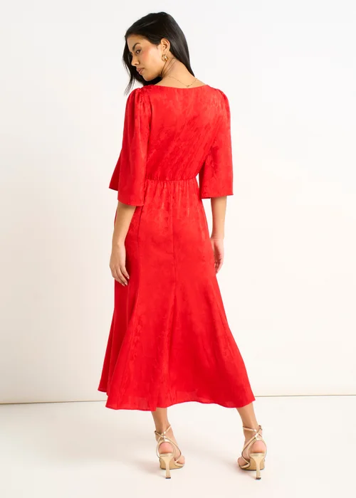 Gini London Red Satin Jacquard Midi Dress - 14 Image 2