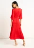 Gini London Red Satin Jacquard Midi Dress - 14 Image 2