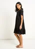 Gini London Black V Neck Tiered Mini Smock Dress - S/M Image 4
