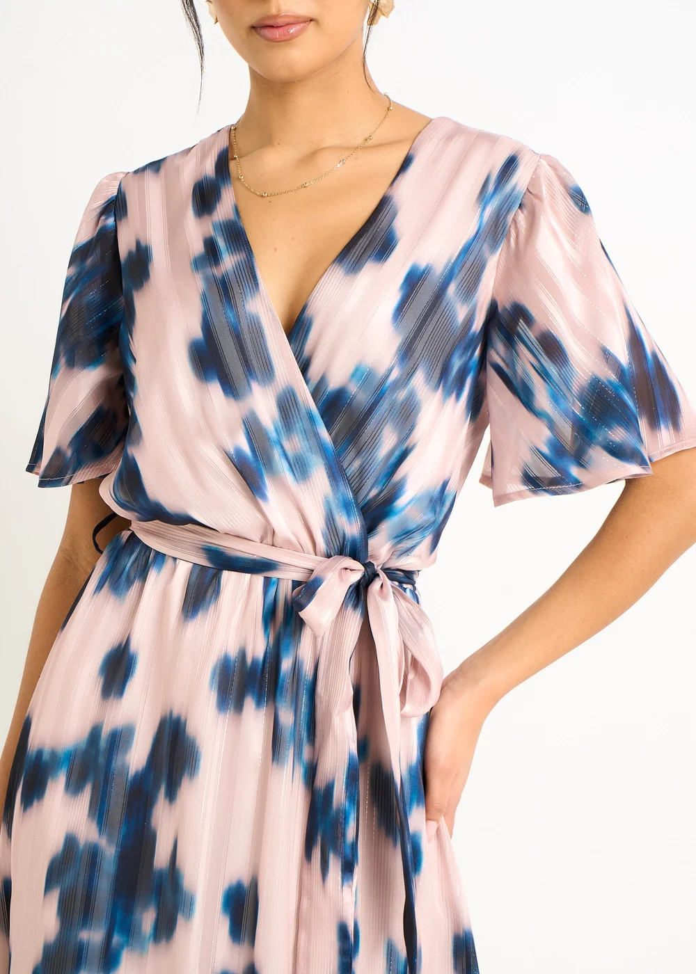 Gini London Champagne Blur Animal Print Wrap Midi Dress - 14 Image 3