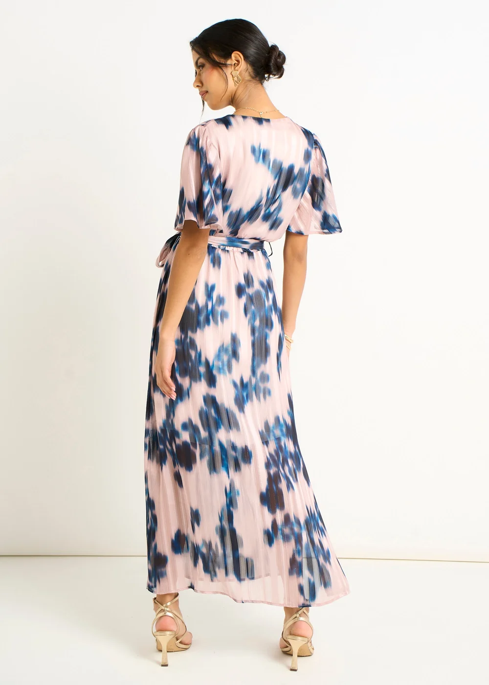 Gini London Champagne Blur Animal Print Wrap Midi Dress - 14 Image 2