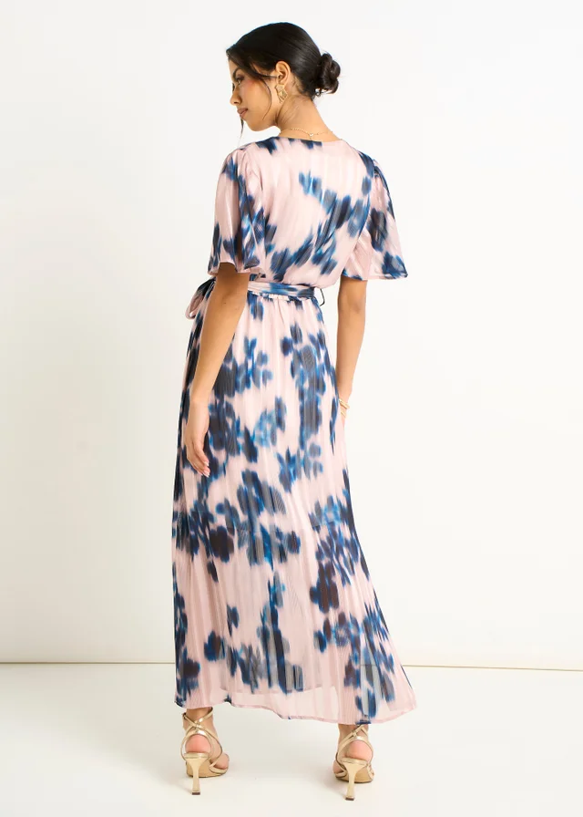 Gini London Champagne Blur Animal Print Wrap Midi Dress