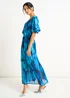 Gini London Blue Tie Dye Print Wrap Midi Dress - 10 Image 5