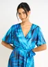 Gini London Blue Tie Dye Print Wrap Midi Dress - 10 Image 4