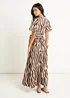 Gini London Chocolate Zebra Print Wrap Midi Dress - 16 Image 2