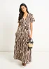 Gini London Chocolate Zebra Print Wrap Midi Dress - 16 Image 1