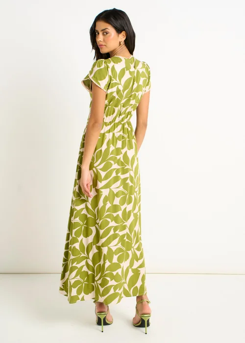 gini london green floral print maxi dress Gini London Green Watercolour Floral Maxi Dress - Size 8