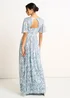 Gini London Blue Foil Metallic Print Short Sleeves Maxi Dress - 8 Image 2