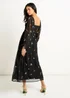 Gini London Black Chiffon Floral Embroidered Dress - 14 Image 2